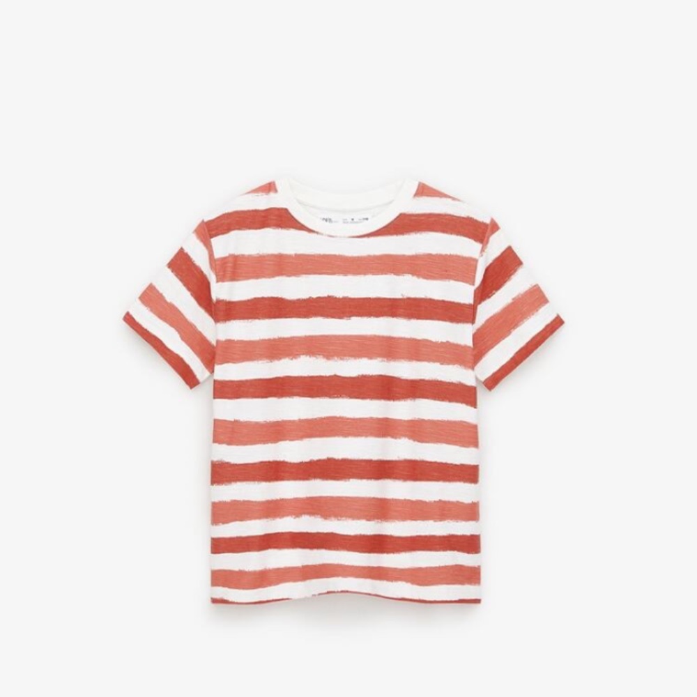 Zara Kids Striped Red and White Tee Size 5